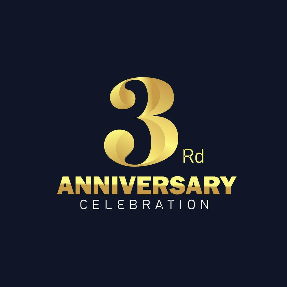 3e anniversaire logo conception, d'or anniversaire logo. 3e anniversaire modèle, 3e anniversaire fête vecteur