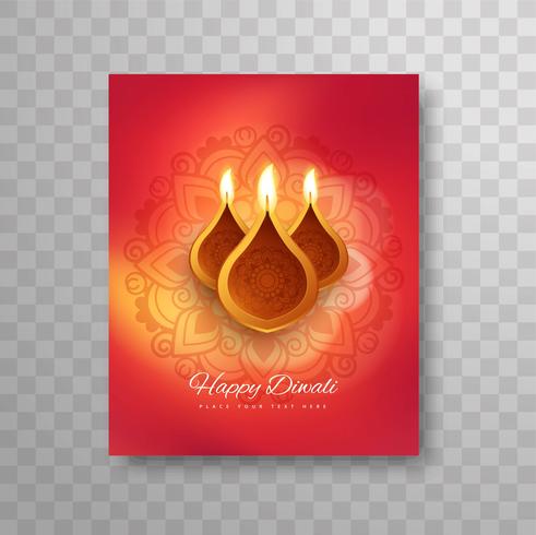 Brochure lumineuse colorée moderne de diwali vecteur