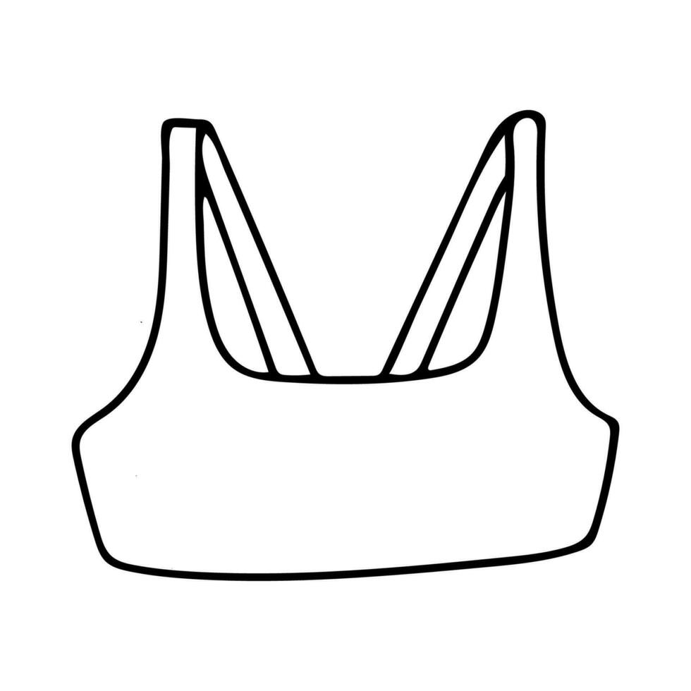 griffonnage de moderne femelle soutien-gorge isolé sur blanc Contexte. vecteur illustration de sport Haut. branché sous-vêtements.