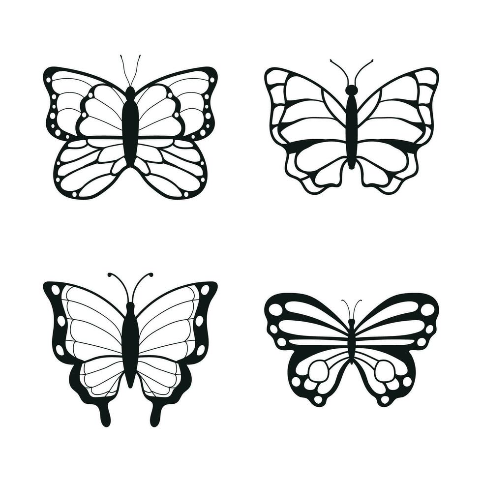 papillon vecteur silhouette. isolé main tiré illustration