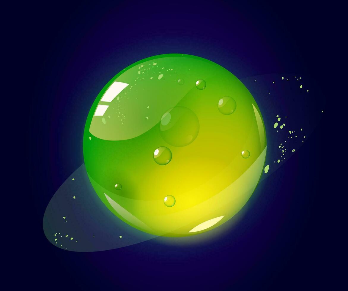 vecteur dessin animé vert gelée planète dans extérieur espace