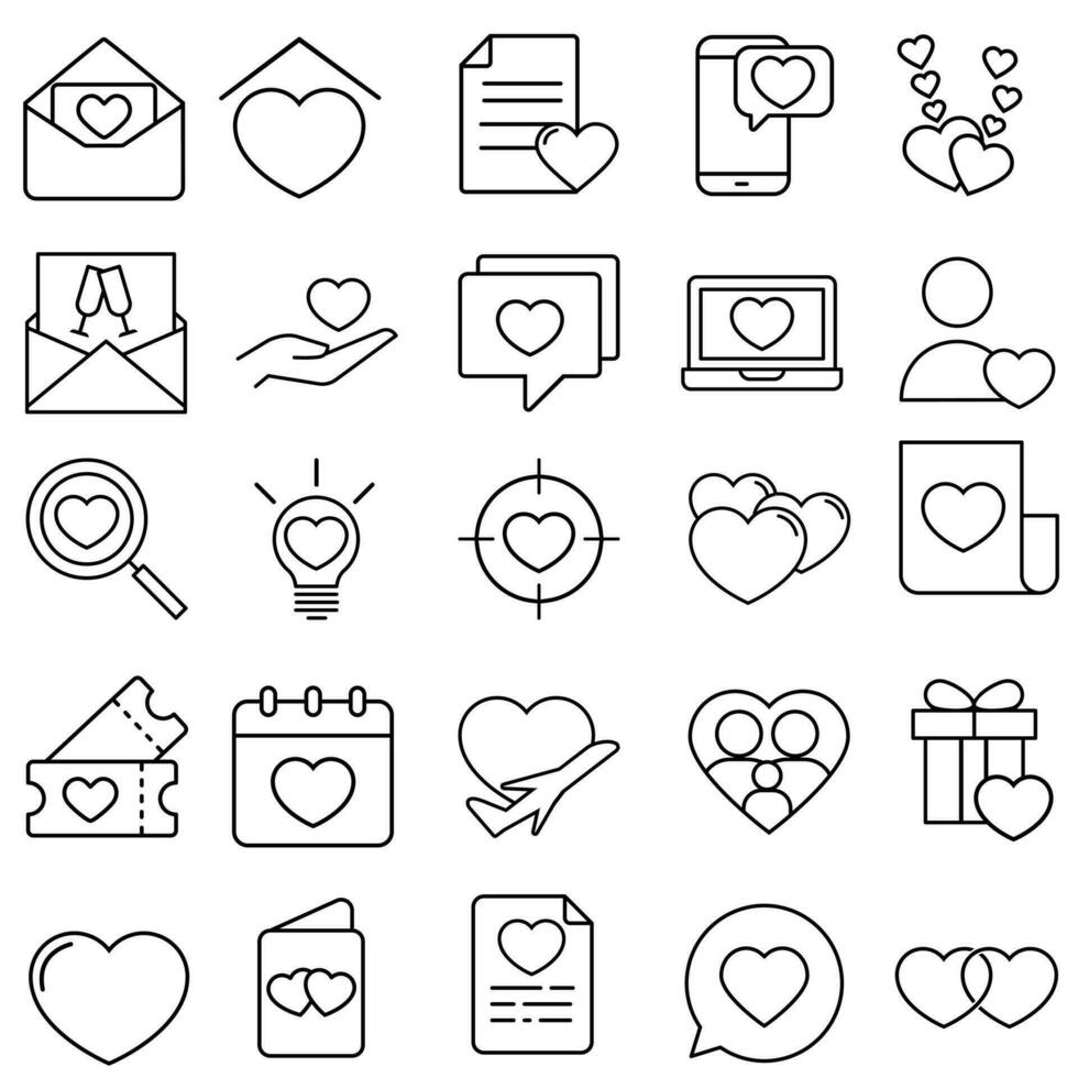 l'amour icône vecteur ensemble. des relations illustration signe collection. en ligne sortir ensemble symbole ou logo.