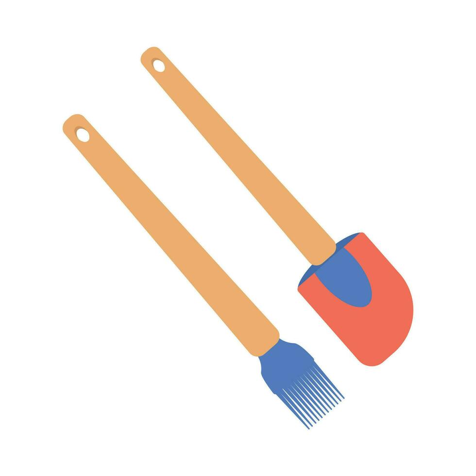 plats. une ensemble de cuisine spatule pour tournant nourriture et cuisine brosse. vecteur