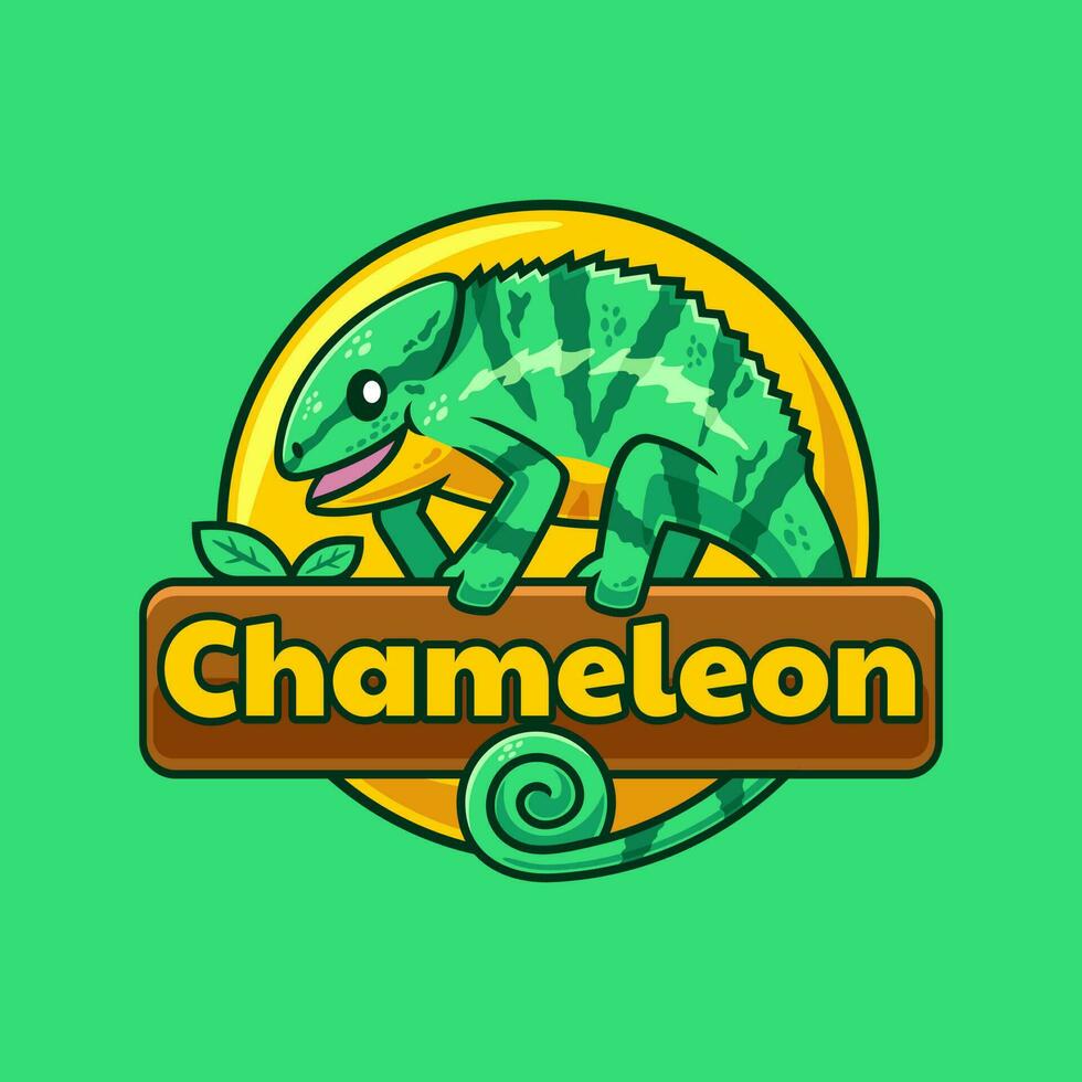 amusement caméléon dessin animé logo conception vecteur