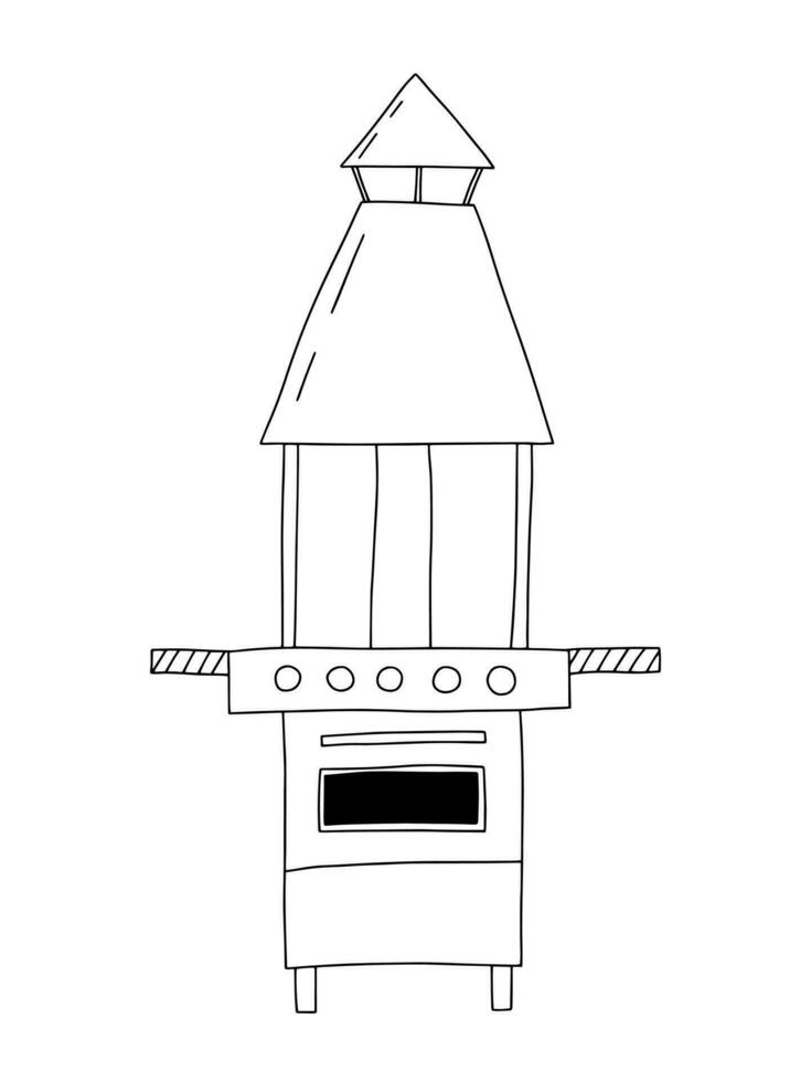 vecteur charbon barbecue gril esquisser. main tiré un barbecue gril illustration