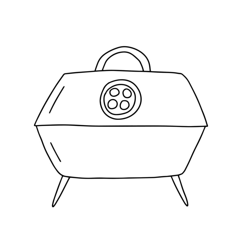 vecteur mini charbon barbecue gril esquisser. main tiré un barbecue gril illustration