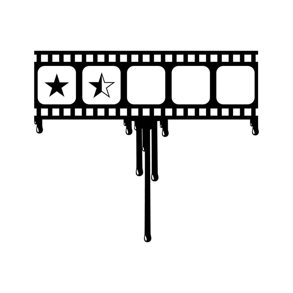 étoile taux signe dans le sanglant pellicule silhouette. évaluation icône symbole pour film ou film la revue avec genre horreur, polar, sang, sadique, éclabousser, slasher, mystère, effrayant. évaluation 1,5 étoile. vecteur