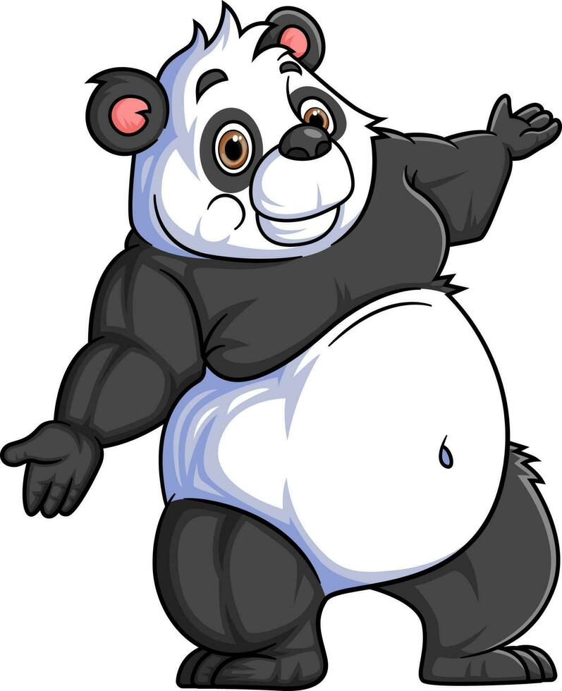 fort Panda dessin animé posant mascotte personnage vecteur