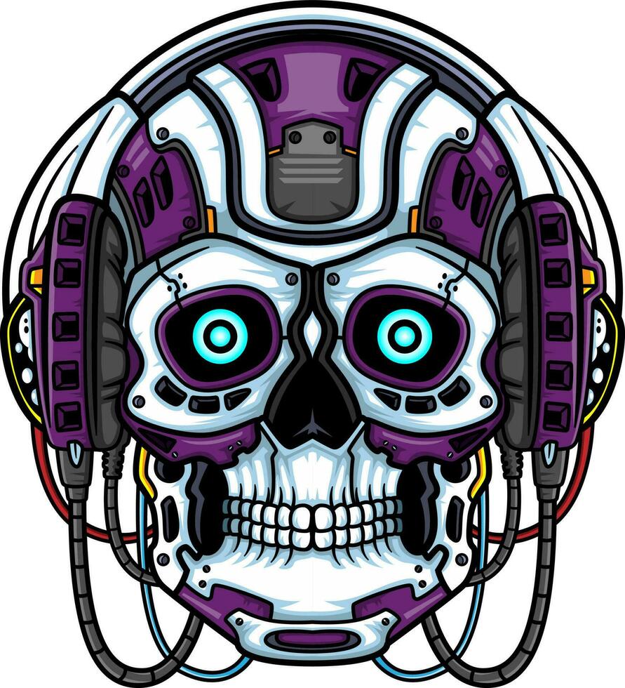 violet crâne tête robot mascotte personnage vecteur