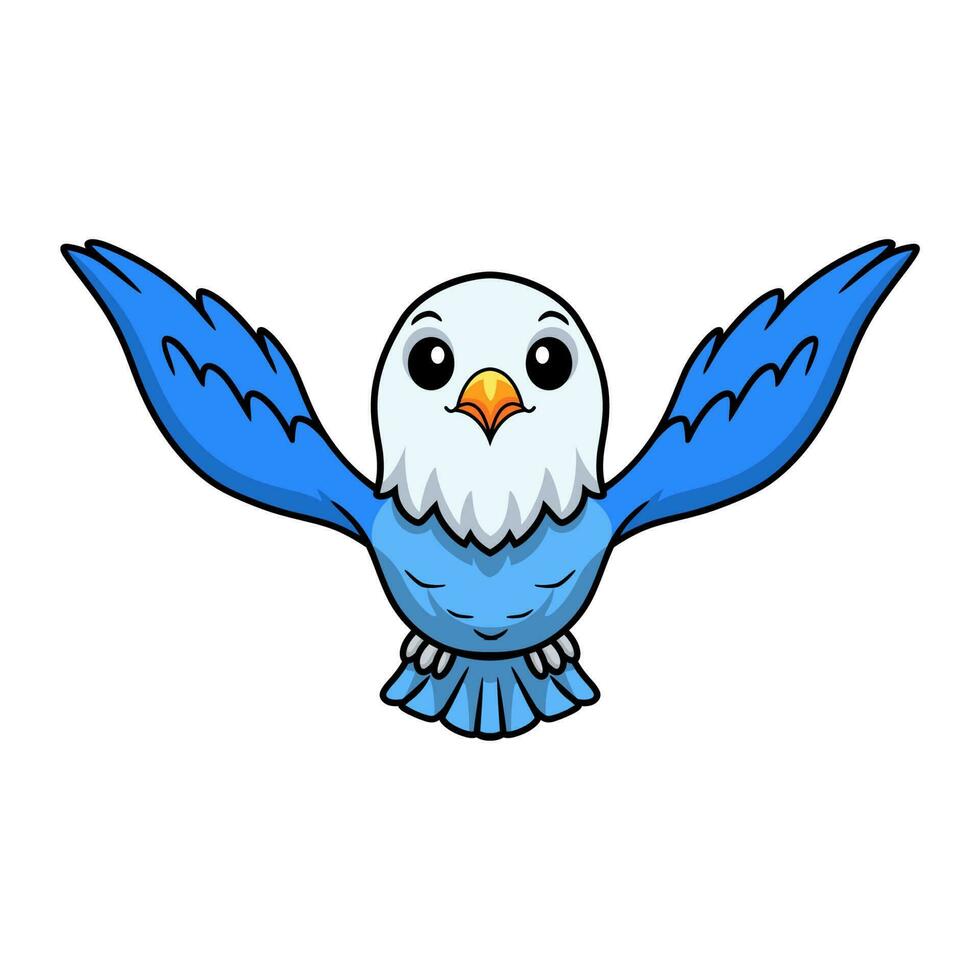 mignonne bleu l'amour oiseau dessin animé en volant vecteur