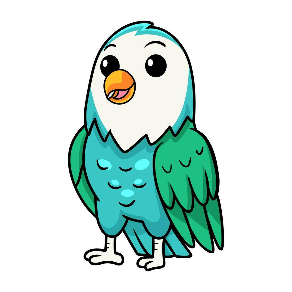 mignonne bleu turquoise oiseau dessin animé vecteur