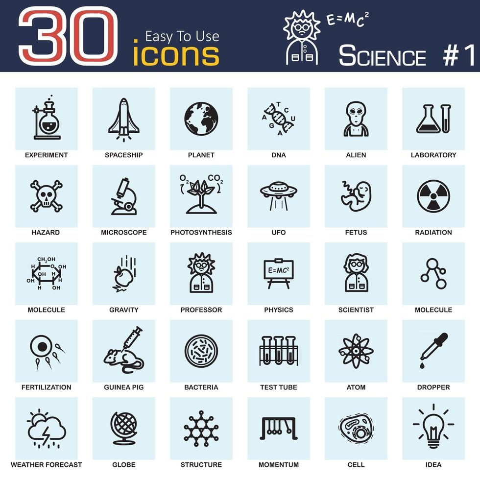 conception de contour des icônes de la science vecteur