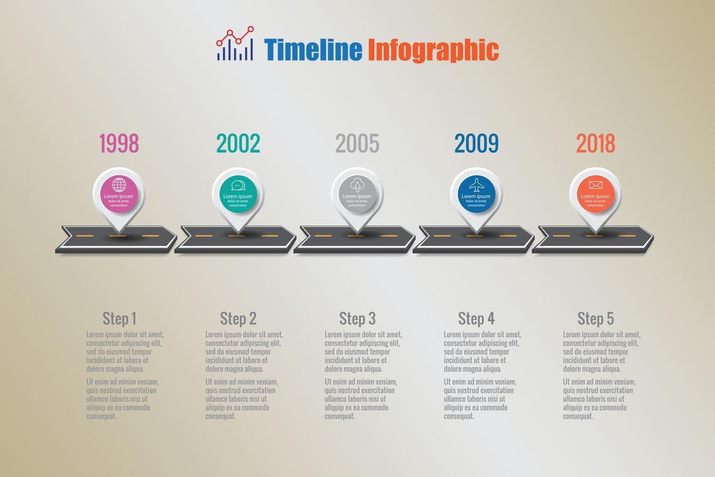 infographie de la chronologie de la feuille de route commerciale vecteur