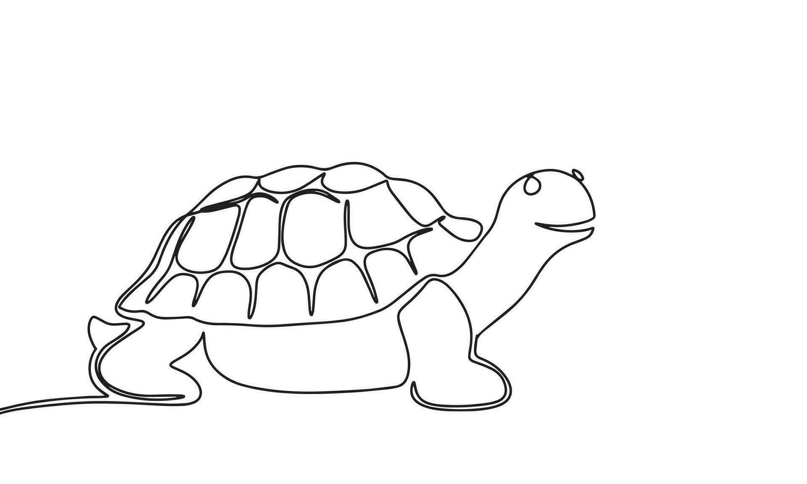 tortue un ligne continu. ligne art, contour isolé sur blanc Contexte. vecteur illustration.