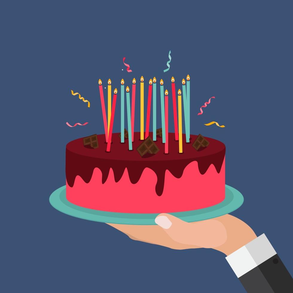 Fond de joyeux anniversaire mignon avec gâteau et bougies 2462120