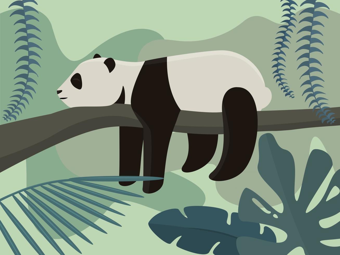 panda dans la forêt tropicale vecteur