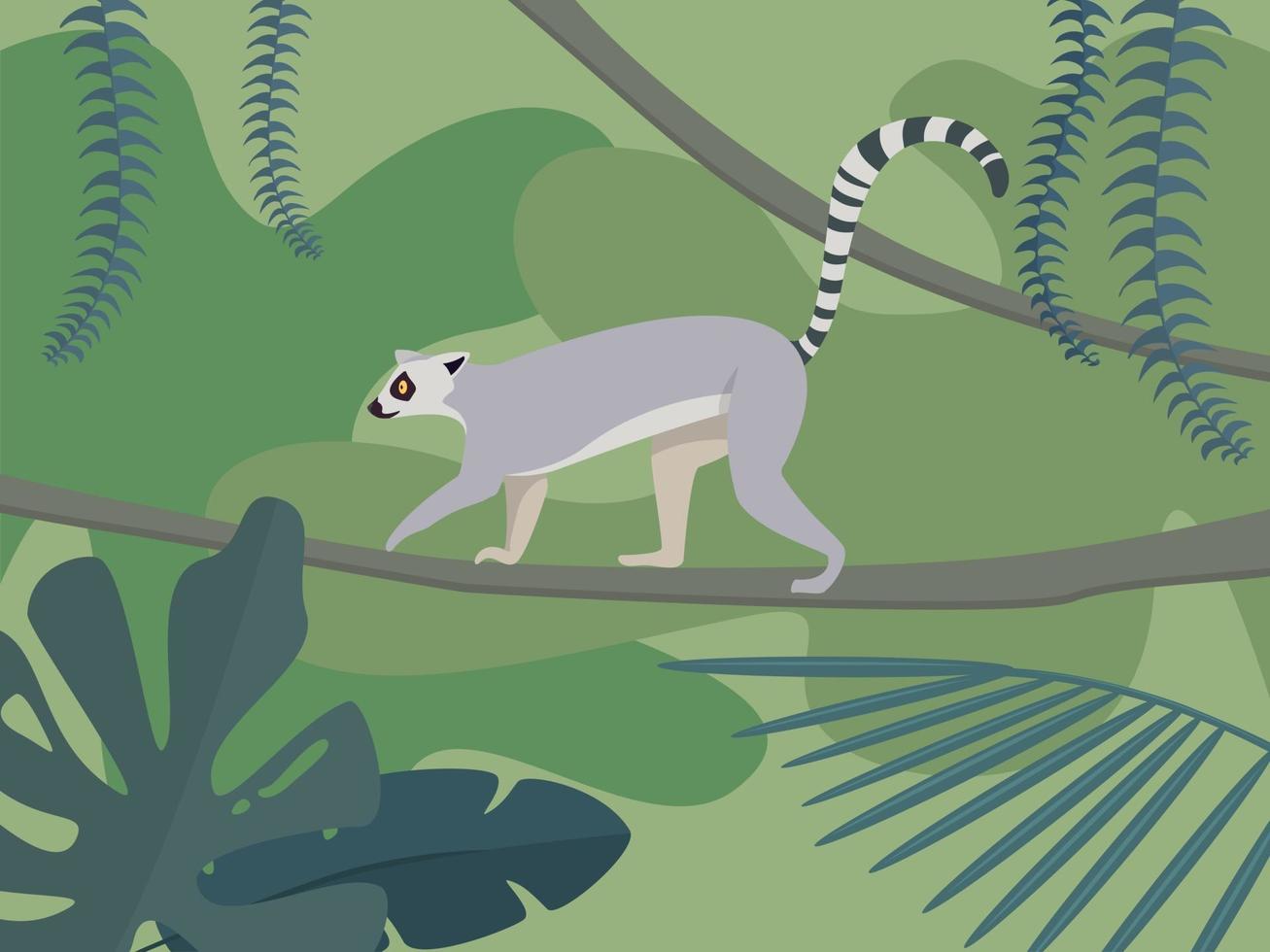 lémurien dans la forêt tropicale vecteur