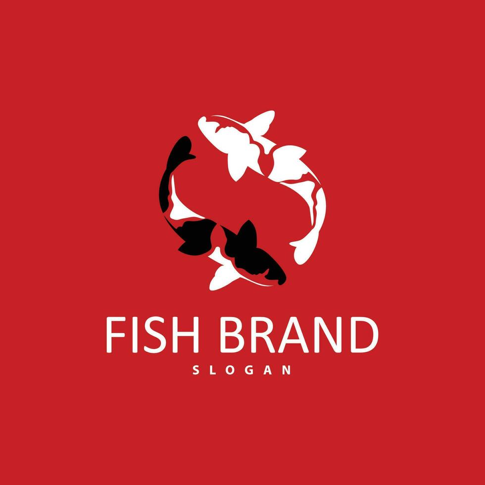 création de logo de poisson koi, vecteur de poisson d'ornement, produit de marque d'illustration d'ornement d'aquarium