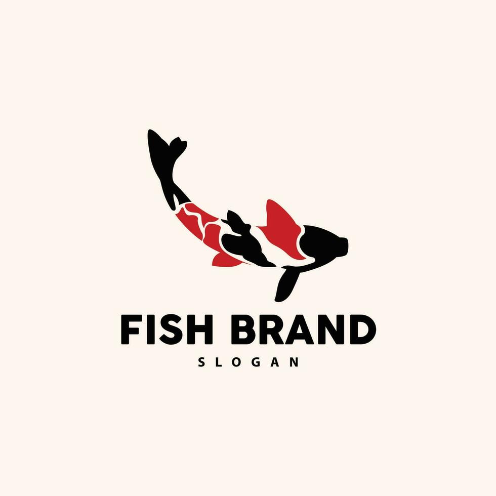 création de logo de poisson koi, vecteur de poisson d'ornement, produit de marque d'illustration d'ornement d'aquarium