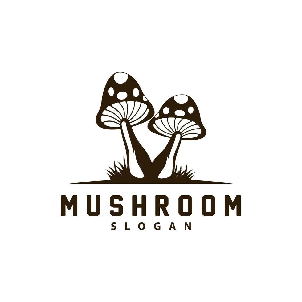 champignon logo, rétro minimaliste conception, nourriture vecteur, champignon usine, icône illustration symbole vecteur