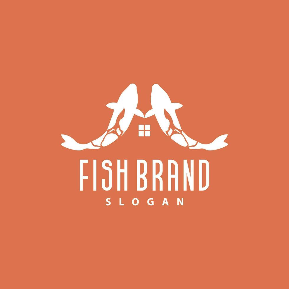 création de logo de poisson koi, vecteur de poisson d'ornement, produit de marque d'illustration d'ornement d'aquarium