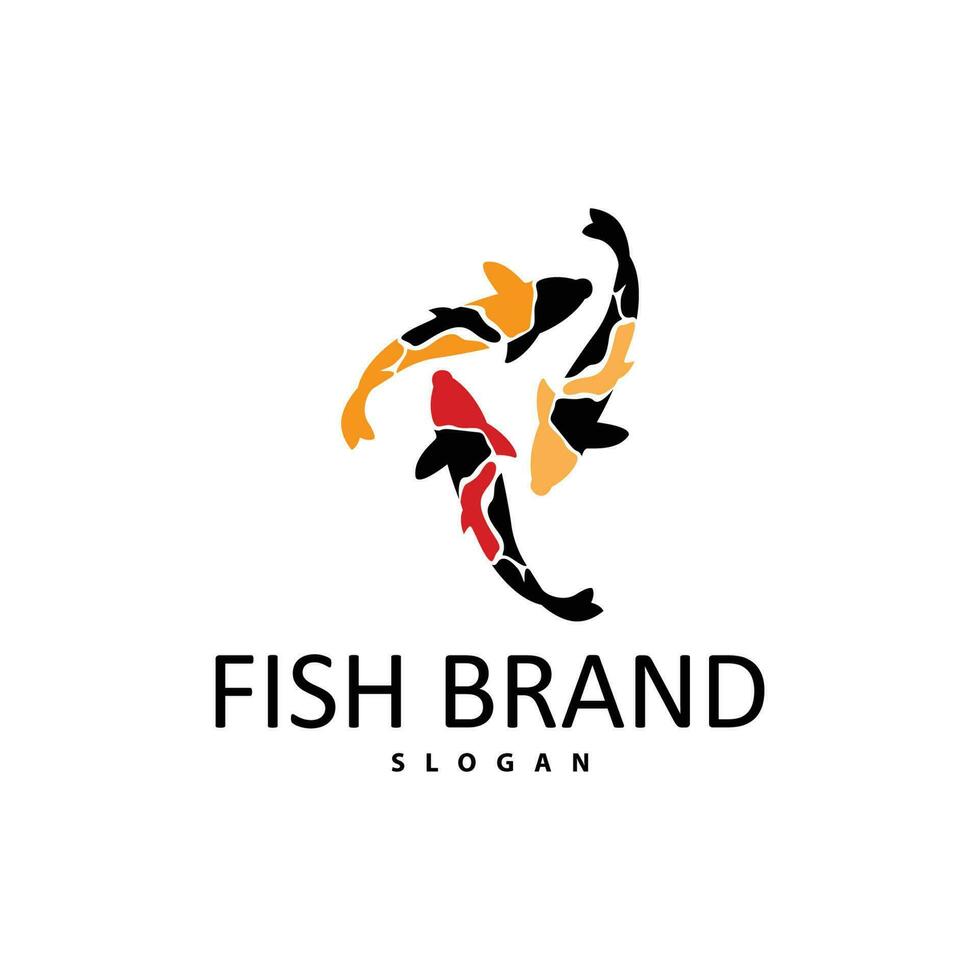 création de logo de poisson koi, vecteur de poisson d'ornement, produit de marque d'illustration d'ornement d'aquarium