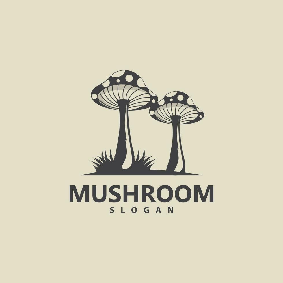 champignon logo, rétro minimaliste conception, nourriture vecteur, champignon usine, icône illustration symbole vecteur