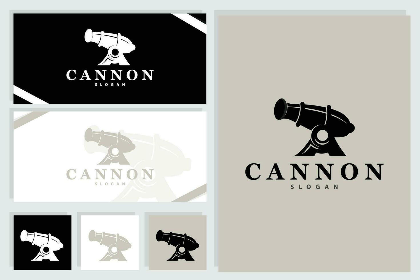 canon logo, élégant Facile conception rétro ancien style, guerre artillerie vecteur, illustration symbole icône vecteur