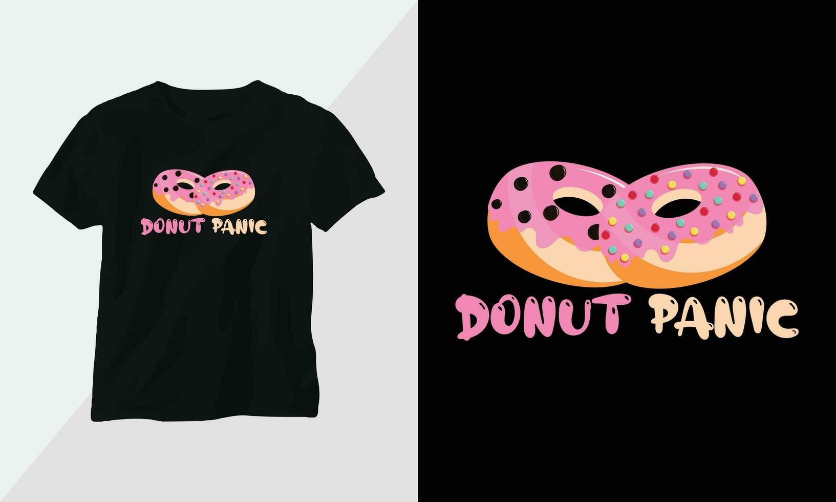 Donut panique - Donut T-shirt et vêtements conception. vecteur imprimer, typographie, affiche, emblème, festival, dessin animé