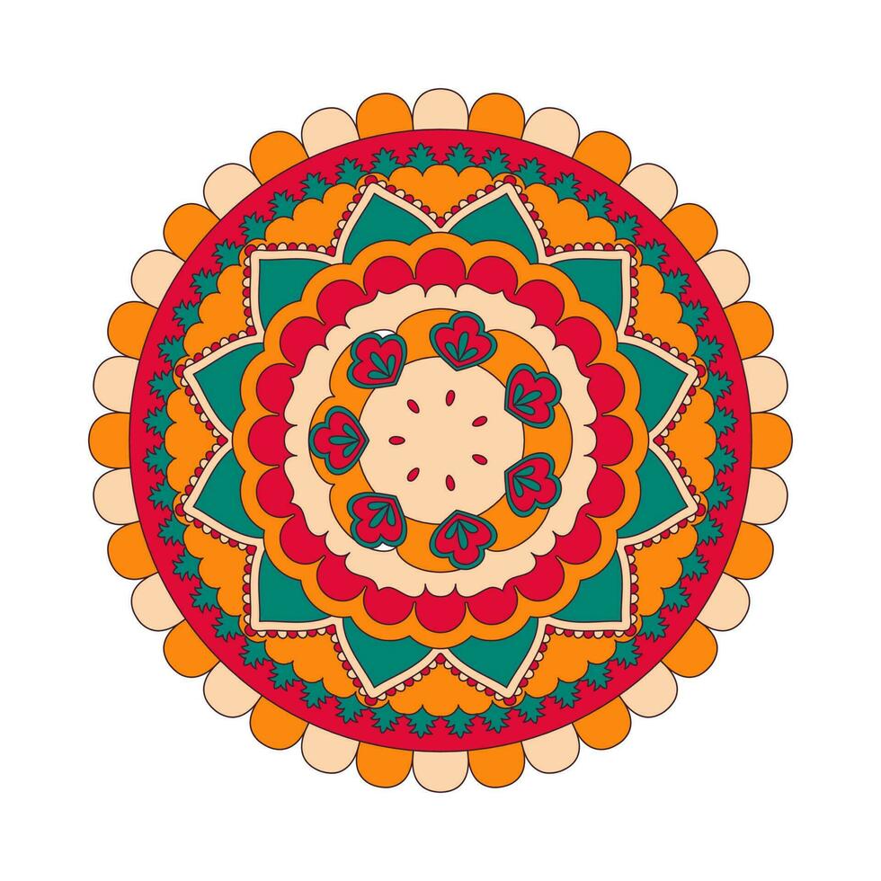 vecteur main tiré griffonnage mandala ethnique mandala avec coloré tribal ornement.