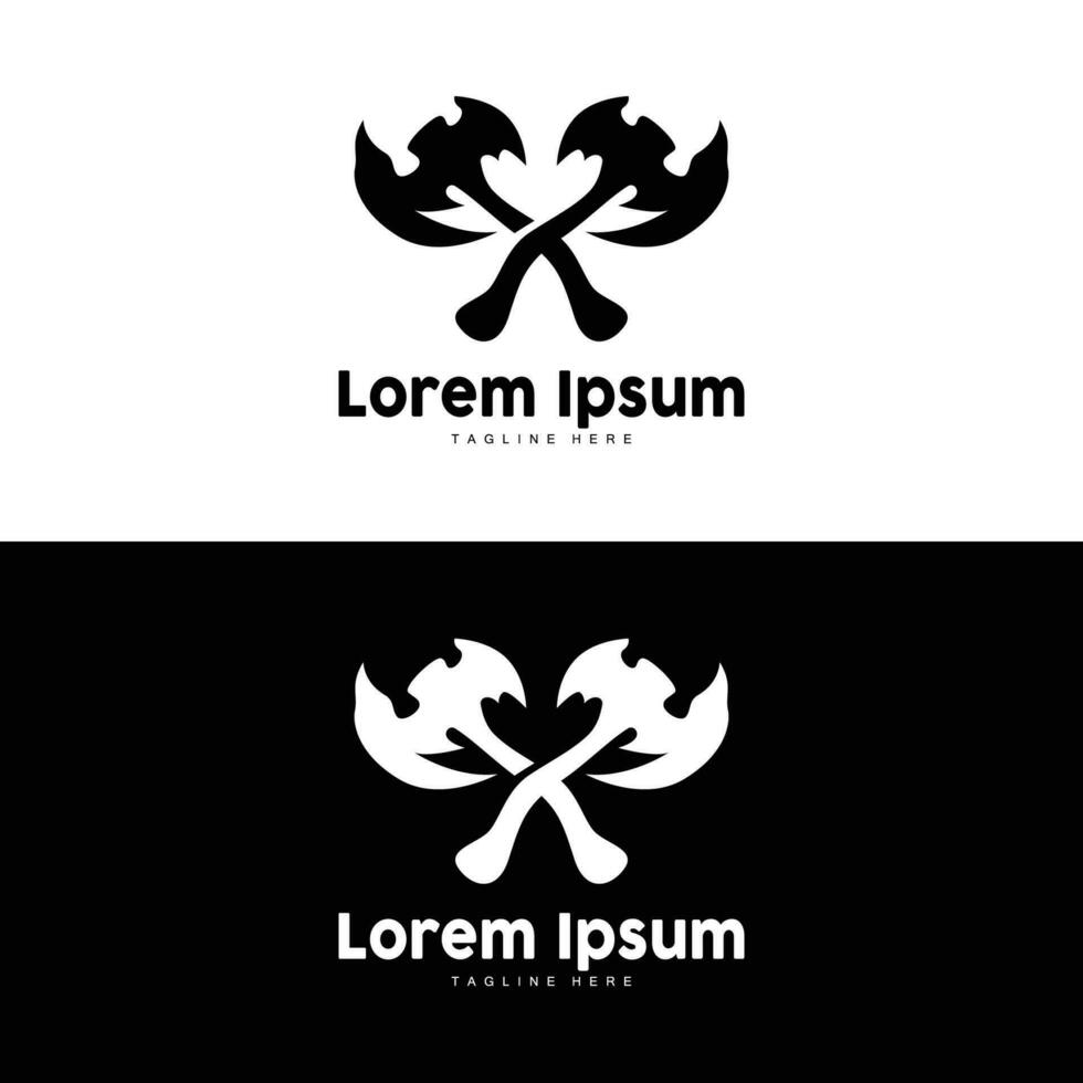 hache logo, bois Coupe outil vecteur icône, silhouette conception, rétro ancien style