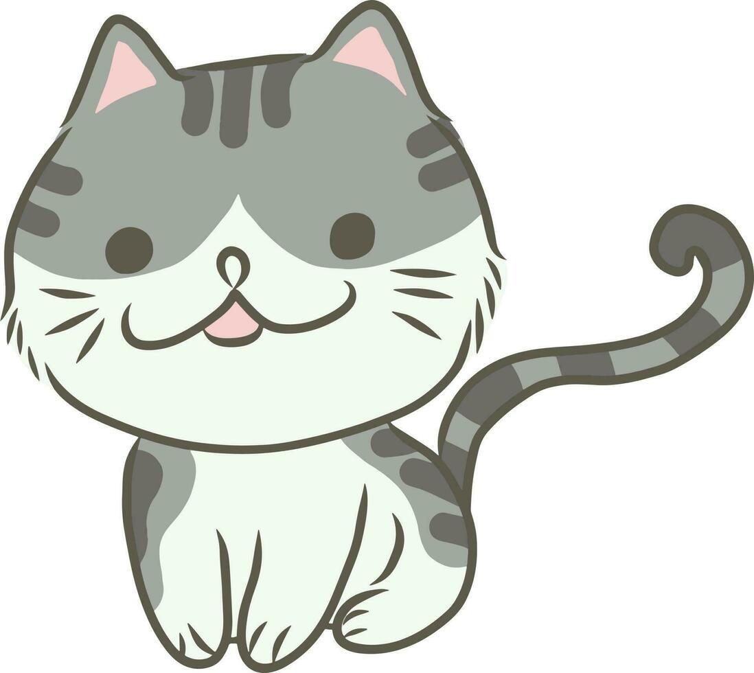 mignonne dessin animé chat isolé sur une blanc Contexte. vecteur illustration.