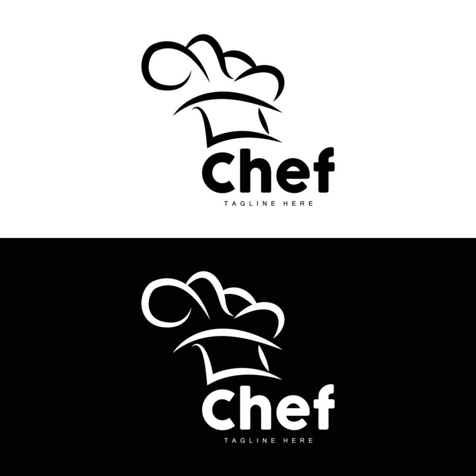 logo de chapeau de chef, collection de chapeaux de chef faits à la main de vecteur de cuisine, conception de marque de produit