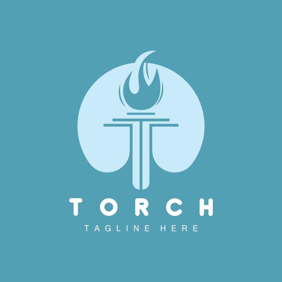 logo de la torche, conception du feu, logo de la lettre, icône de la marque du produit vecteur