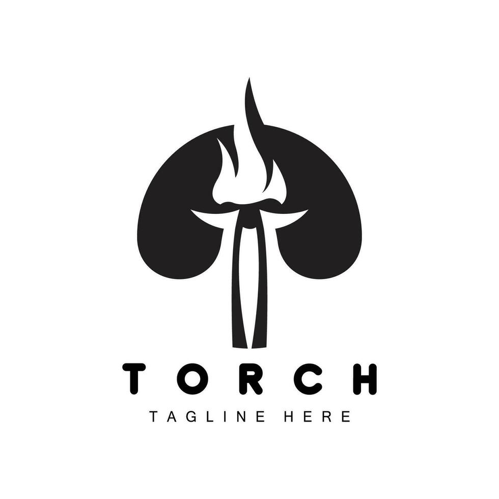 logo de la torche, conception du feu, logo de la lettre, icône de la marque du produit vecteur