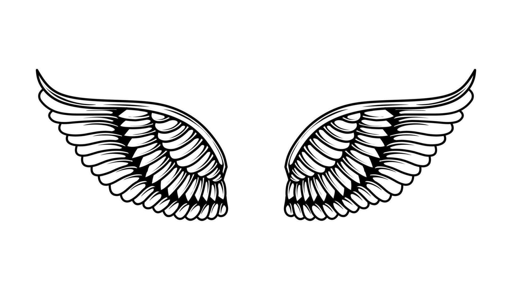 conception de tatouage d'ailes d'ange de vecteur