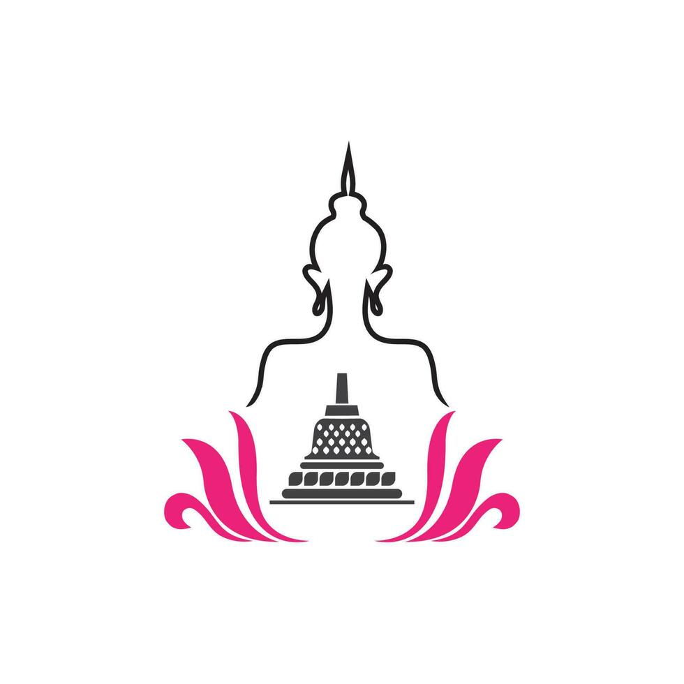 content vesak jour, Bouddha Purnima vœux salutations avec Bouddha et lotus illustration. pouvez être utilisé pour affiche, bannière, logo, arrière-plan, salutations, impression conception, de fête éléments. vecteur