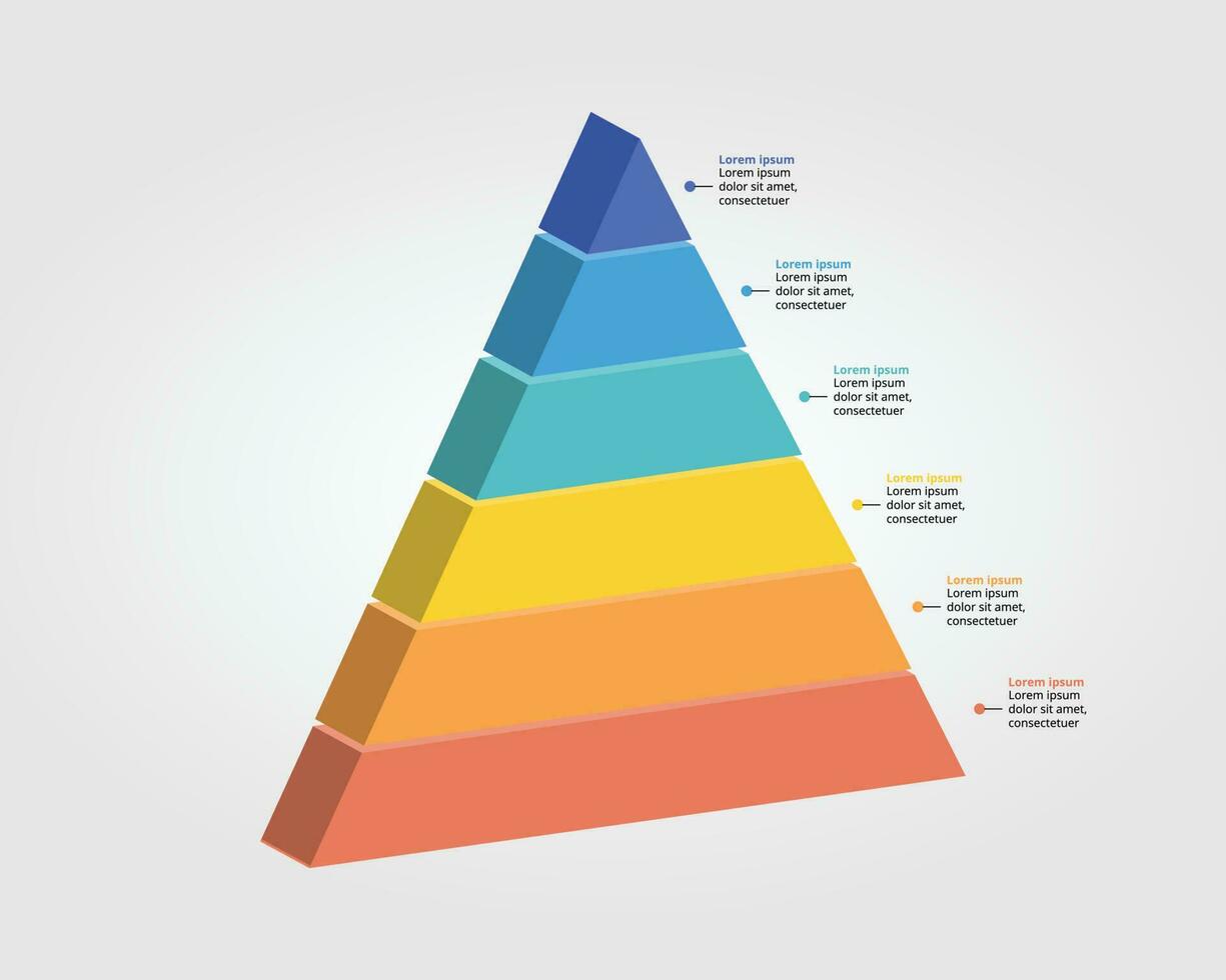 pyramide graphique modèle pour infographie pour présentation pour 6 élément vecteur