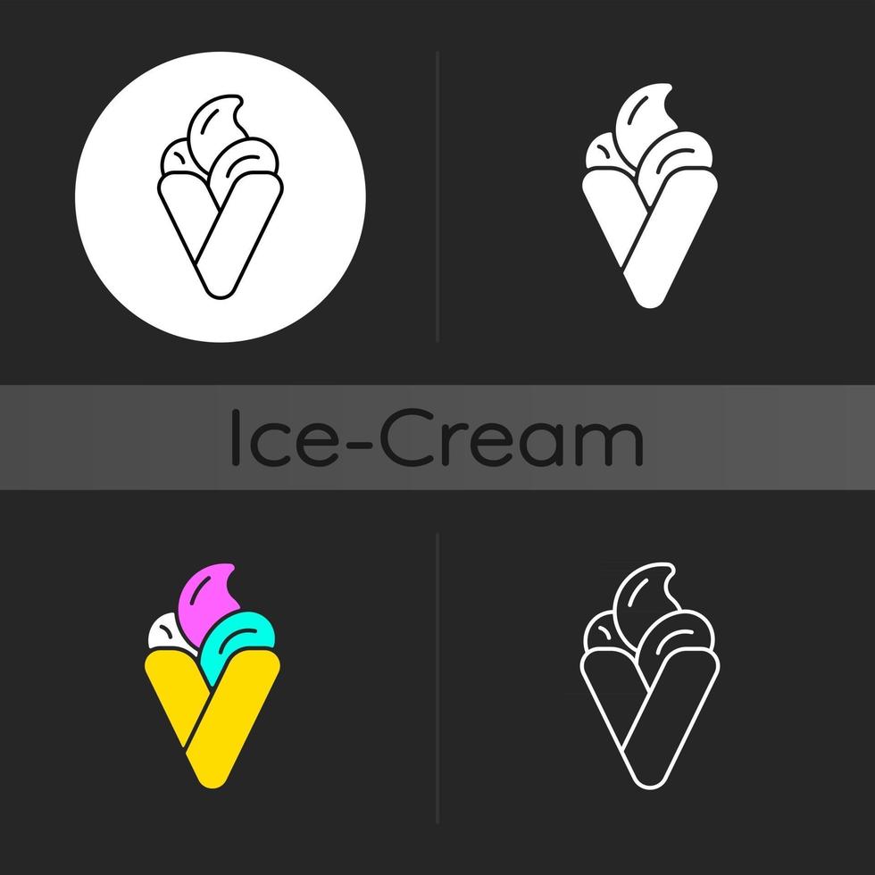 icône de thème sombre bulle gaufre crème glacée vecteur