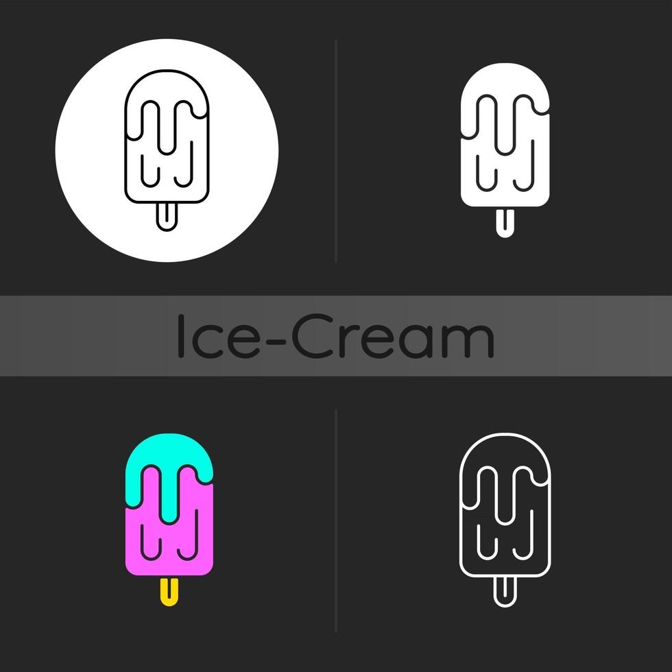 icône de thème sombre jus de fruits glace pop vecteur