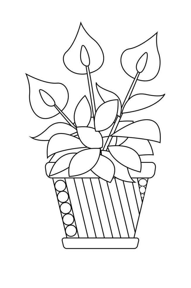 Accueil fleurs décoratif maison les plantes dans des pots coloré botanique des illustrations vase avec les plantes ligne art vecteur