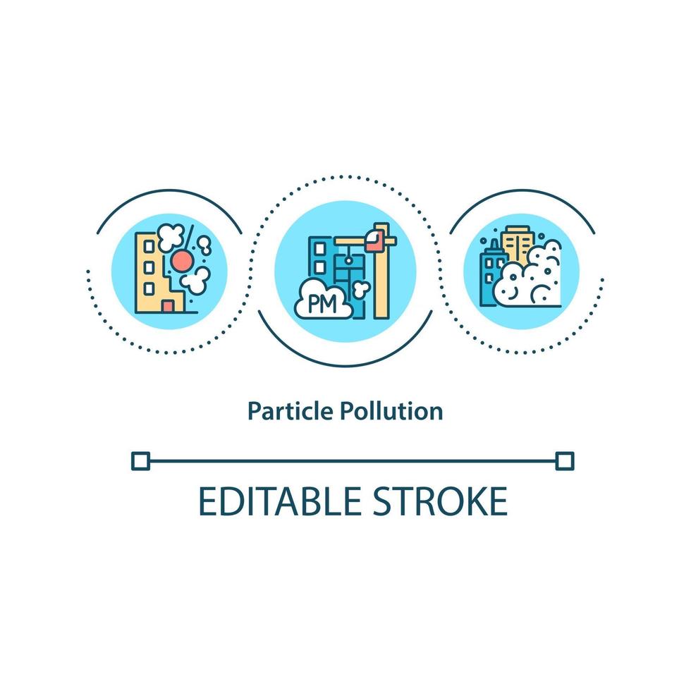 icône de concept de pollution par particules vecteur