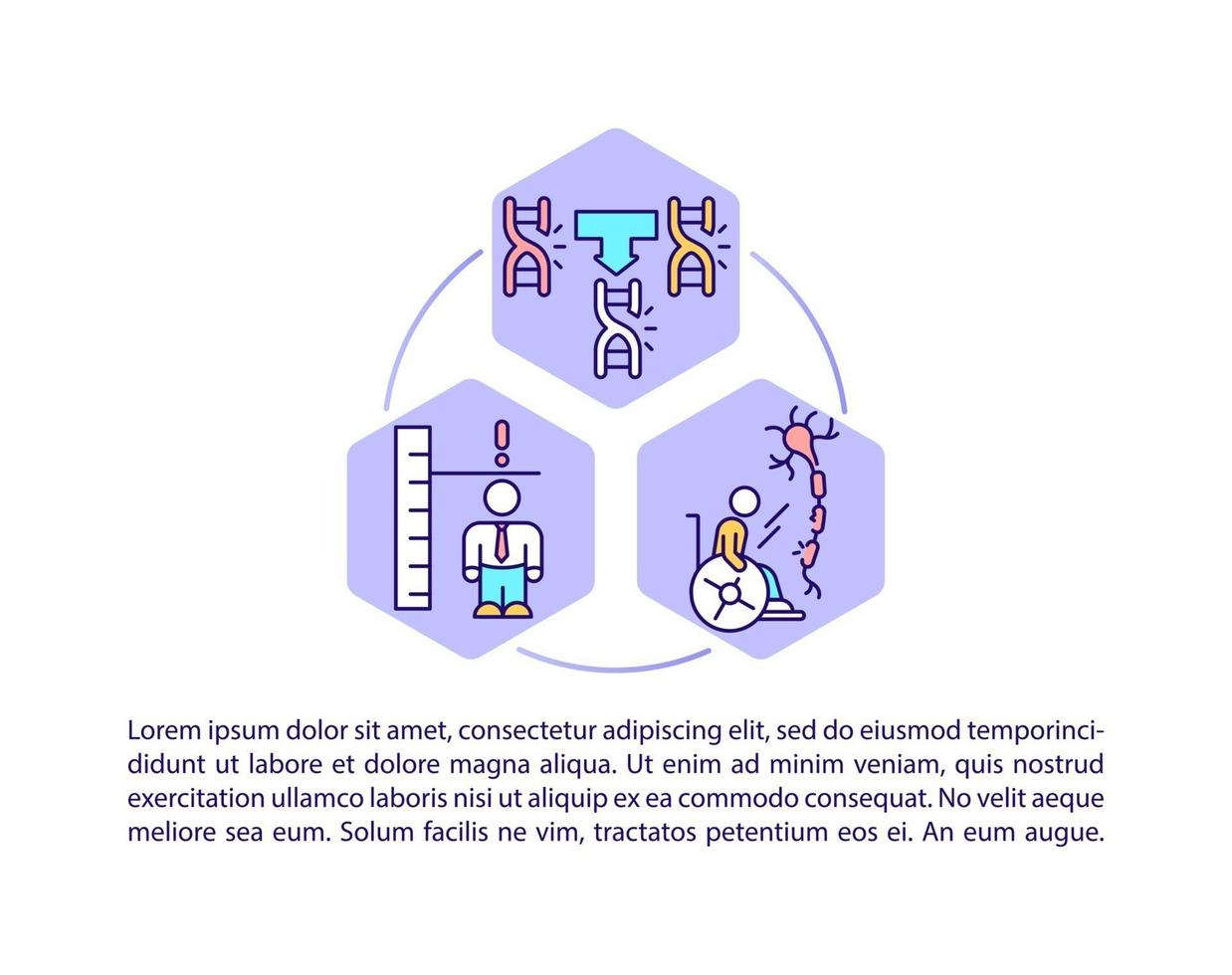 icônes de ligne de concept de maladies génétiques avec texte vecteur