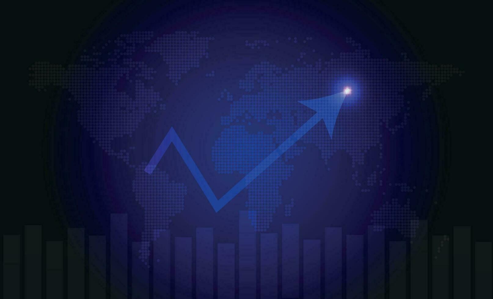 La technologie arrière-plan, la finance grandir graphique dans le Contexte à pois ligne monde carte vecteur