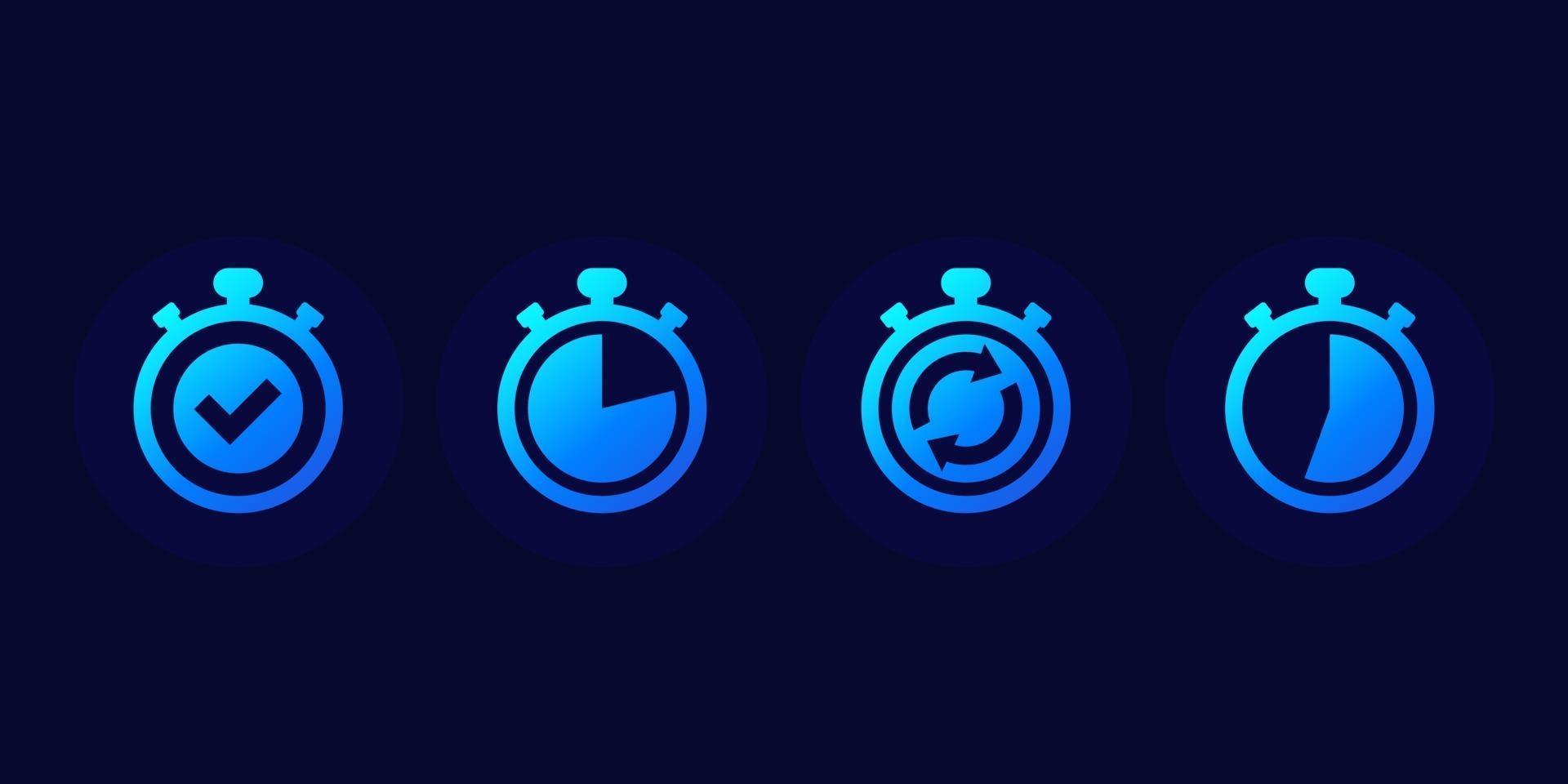 chronomètre et minuterie ou icônes vectorielles de compte à rebours vecteur