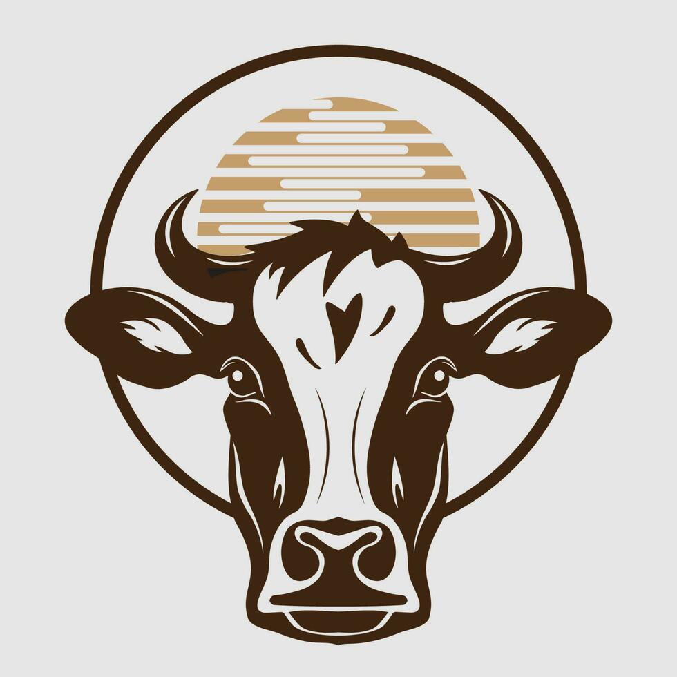 vache tête mascotte logo vecteur