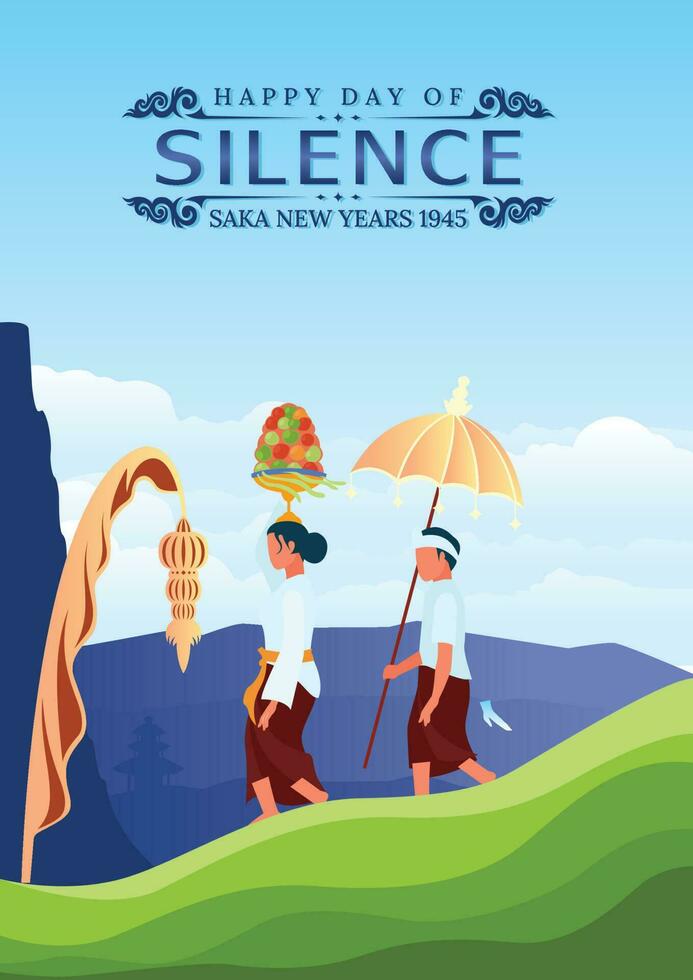 de bali journée de silence et hindou Nouveau année vecteur illustration en forme pour affiche bannière et modèle, indonésien de bali nyepi jour,