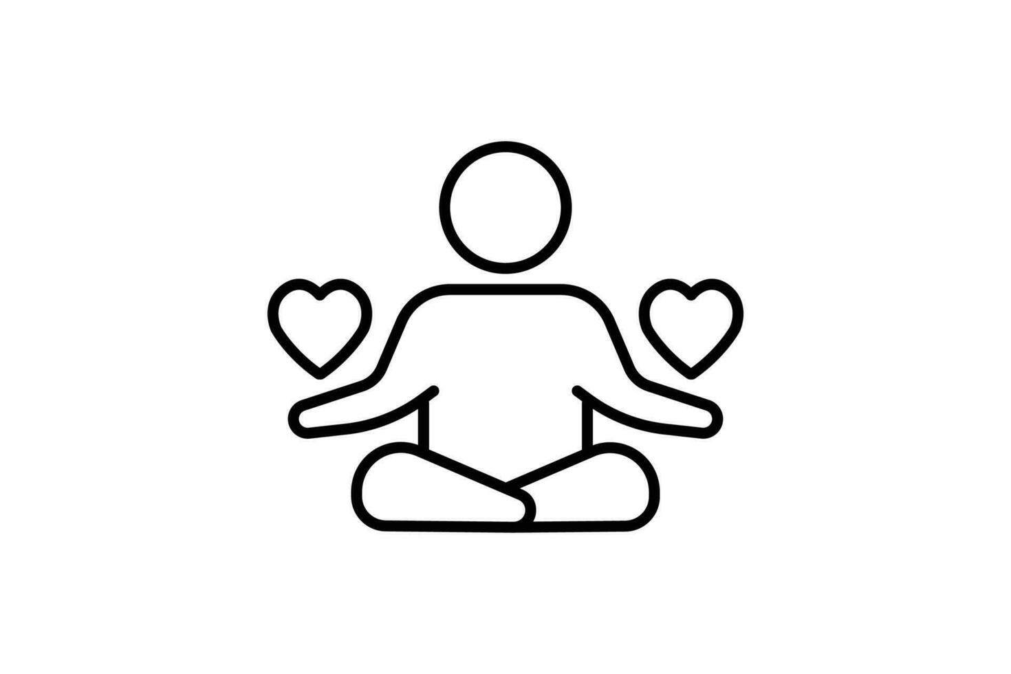 méditation icône. méditer avec cœur pose Humain. icône en relation à en bonne santé vie, yoga, méditation, relaxation. ligne icône style conception. Facile vecteur conception modifiable