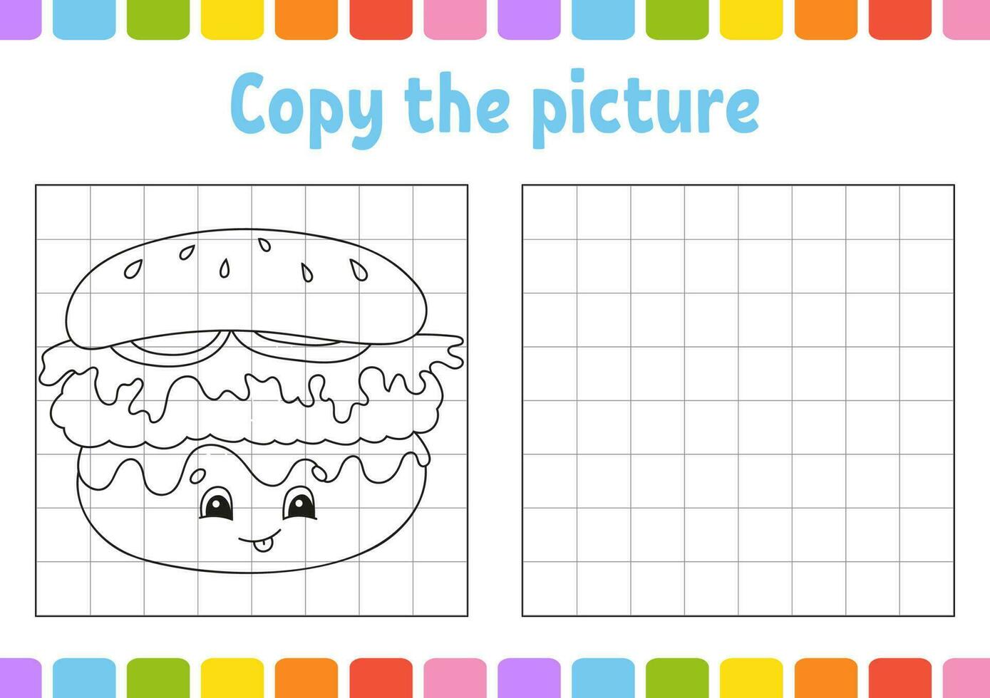 copiez l'image. pages de livre de coloriage pour les enfants. feuille de travail sur le développement de l'éducation. jeu pour les enfants. pratique de l'écriture manuscrite. personnage drôle. illustration vectorielle de dessin animé mignon. vecteur