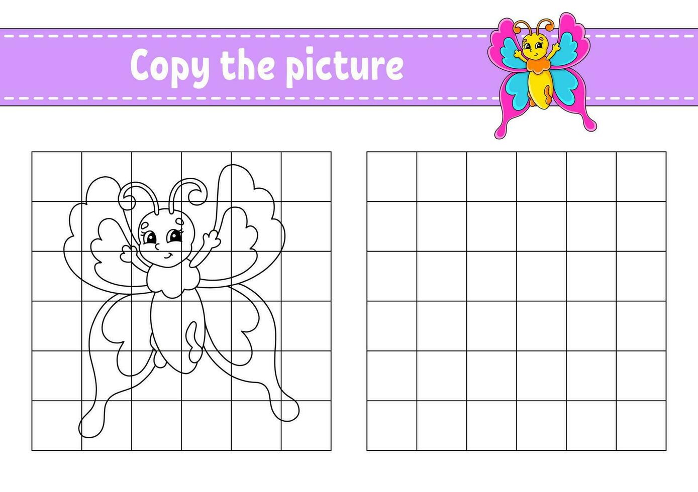 copier l'image. pages de livre de coloriage pour les enfants. feuille de travail de développement de l'éducation. jeu pour enfants. pratique de l'écriture manuscrite. personnage de dessin animé. illustration vectorielle. vecteur